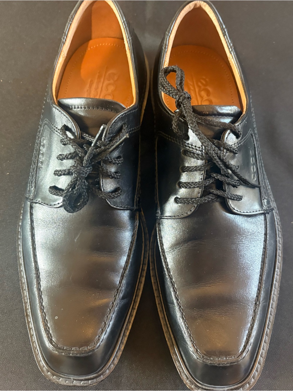 Ecco Black Leather Men's Lace-Up Derby Shoes